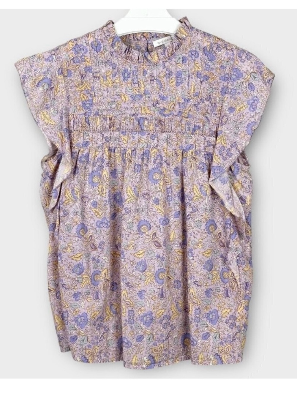 Love the Label Josepha Lavender Floral Ruffle Sleeve Blouse